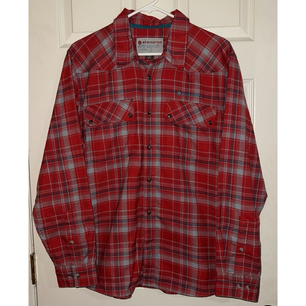 Redington Men's  Flannel 100% Cotton Red‎ Plaid Large , Fishing